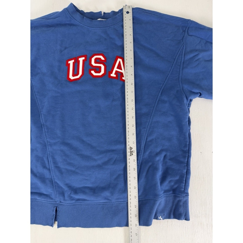 joy lab womens french terry USA Blue Crewnext Relaxed Fit Size Small 4th Of July - Picture 6 of 16
